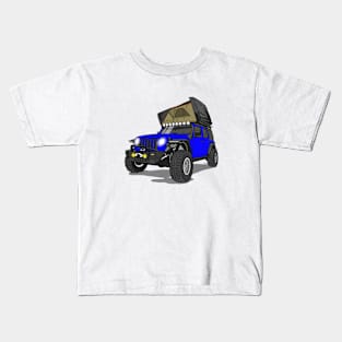 Jeep Wrangler Camp Time - Medium Blue Kids T-Shirt